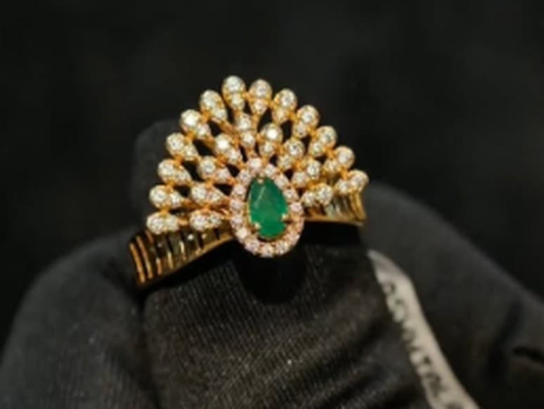 Peacock stone ring