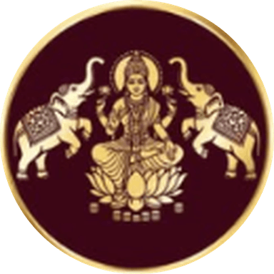 Shree Ashhtalaxmi Jewellers logo: goddess Lakshmi with two elephants in a gold ring